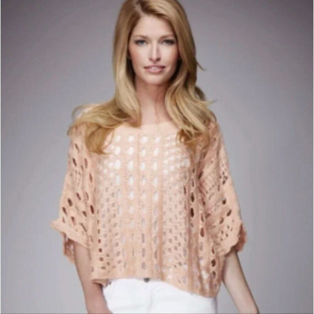 Rondina Sweater Pointelle Blush Pull Over Blush Peach Size Medium Style 601353